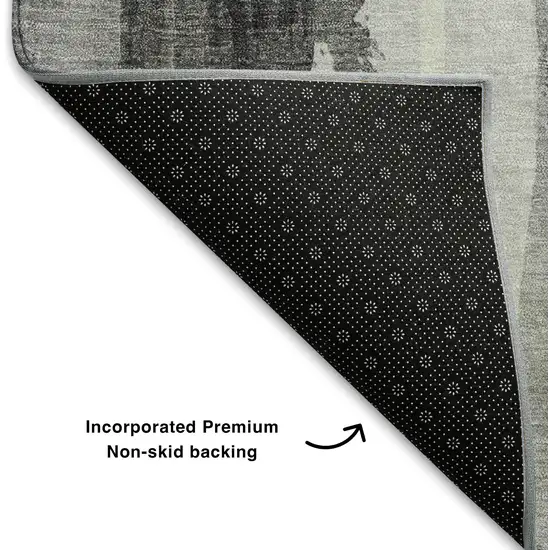 8' Black Gray And Brown Abstract Washable Round Rug With UV Protection Photo 6