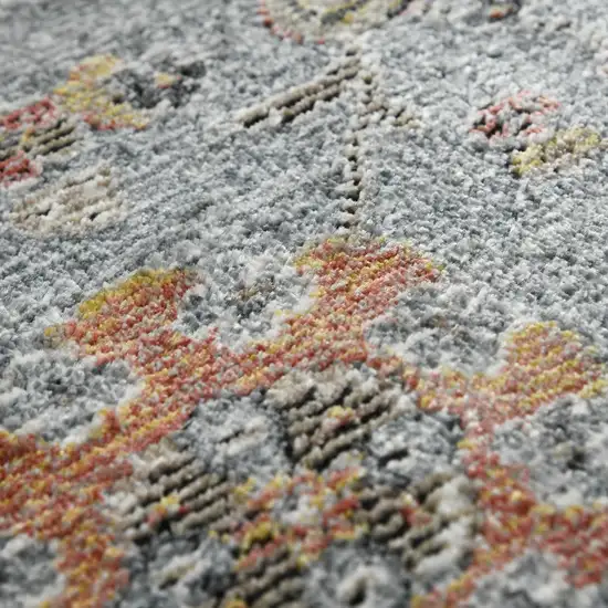 8' Black Gray And Brown Floral Runner Rug Photo 8