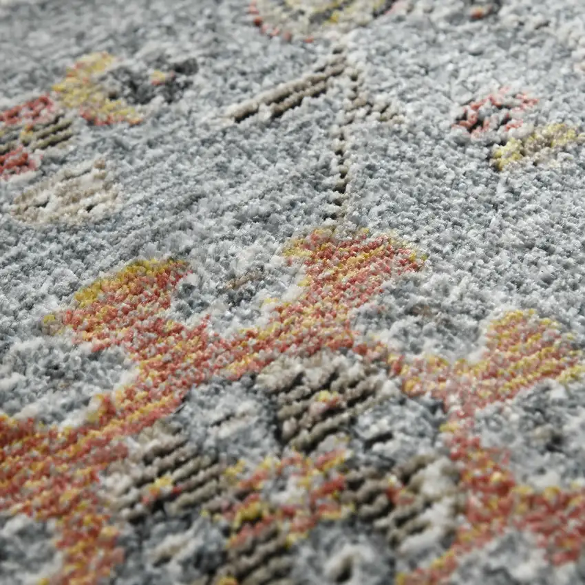 8' Black Gray And Brown Floral Runner Rug Photo 8