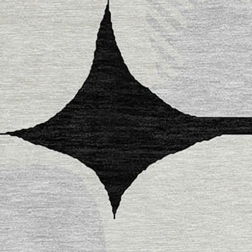 8' Black Gray And Ivory Round Abstract Washable Indoor Outdoor Area Rug Photo 5