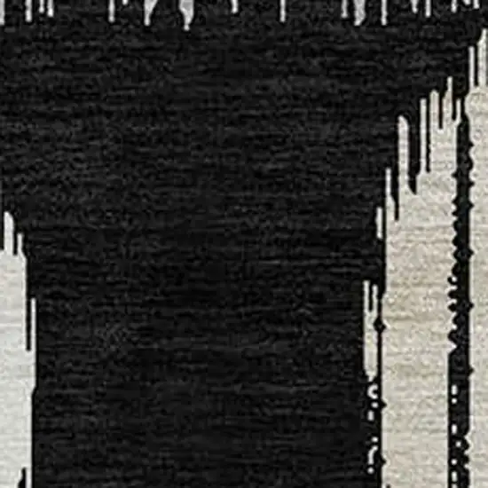 8' Black Gray And Ivory Round Geometric Washable Indoor Outdoor Area Rug Photo 4