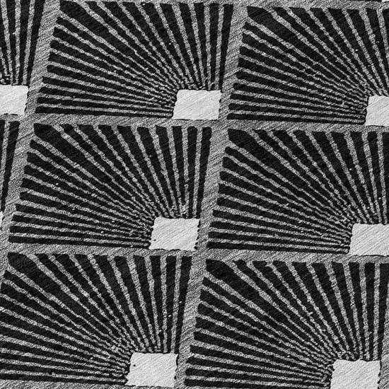 8' Black Gray And Ivory Round Geometric Washable Indoor Outdoor Area Rug Photo 7