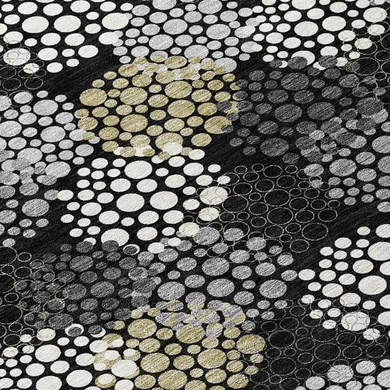 8' Black Gray And Ivory Round Polka Dot Washable Indoor Outdoor Area Rug Photo 5