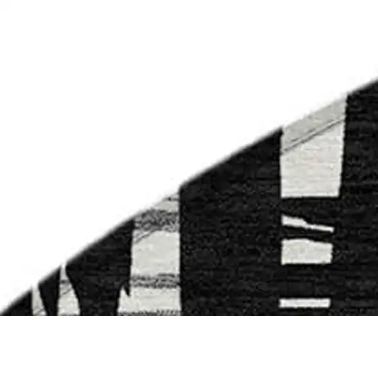 8' Black Gray And Ivory Round Striped Washable Indoor Outdoor Area Rug Photo 4