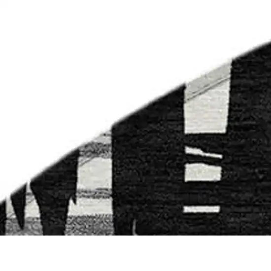 8' Black Gray And Ivory Round Striped Washable Indoor Outdoor Area Rug Photo 8