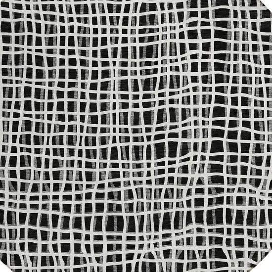 8' Black Gray And Ivory Round Striped Washable Indoor Outdoor Area Rug Photo 6