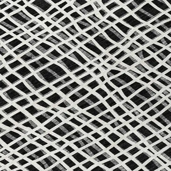 8' Black Gray And Ivory Round Striped Washable Indoor Outdoor Area Rug Photo 4