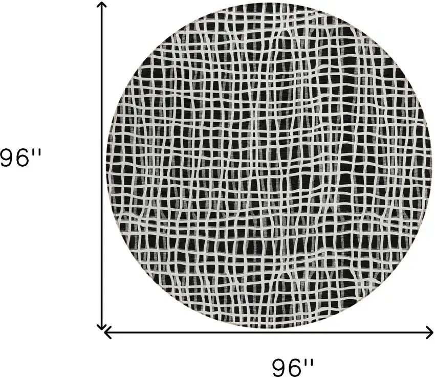8' Black Gray And Ivory Round Striped Washable Indoor Outdoor Area Rug Photo 8
