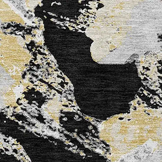 8' Black Gray And Light Brown Round Floral Washable Indoor Outdoor Area Rug Photo 6