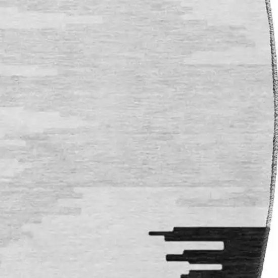 8' Black Gray And Silver Abstract Washable Round Rug With UV Protection Photo 4