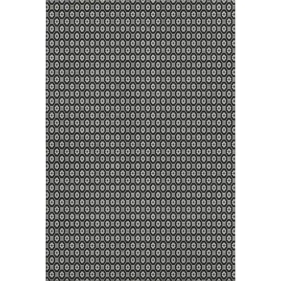 8' Black Gray And Silver Geometric Washable Area Rug With UV Protection Photo 6