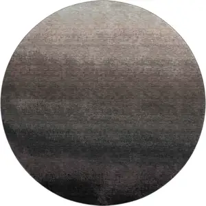 Photo of 8' Black Gray And Silver Ombre Washable Round Rug With UV Protection