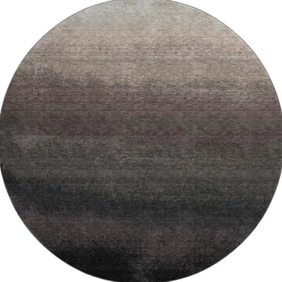 8' Black Gray And Silver Ombre Washable Round Rug With UV Protection Photo 4