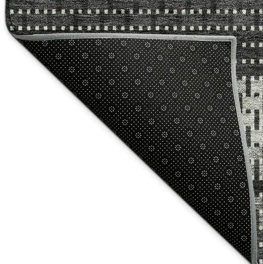 8' Black Gray And Silver Round Striped Washable Indoor Outdoor Area Rug Photo 7