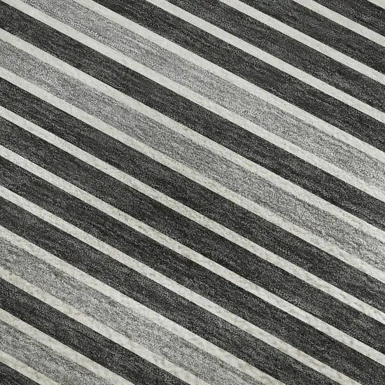8' Black Gray And Silver Striped Washable Area Rug With UV Protection Photo 4