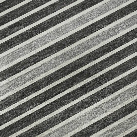 8' Black Gray And Silver Striped Washable Area Rug With UV Protection Photo 1