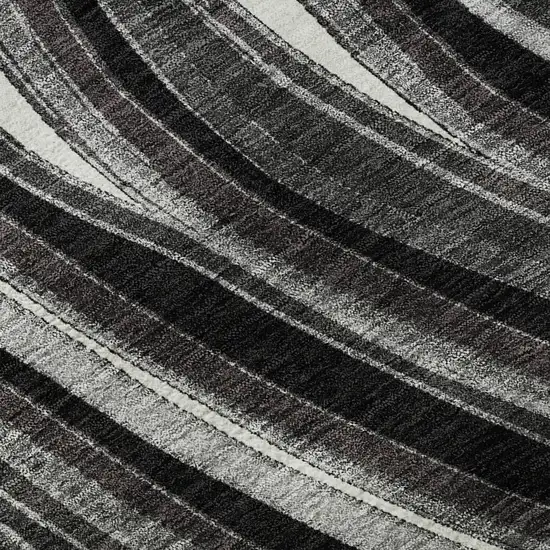 8' Black Gray And White Marble Washable Round Rug With UV Protection Photo 9