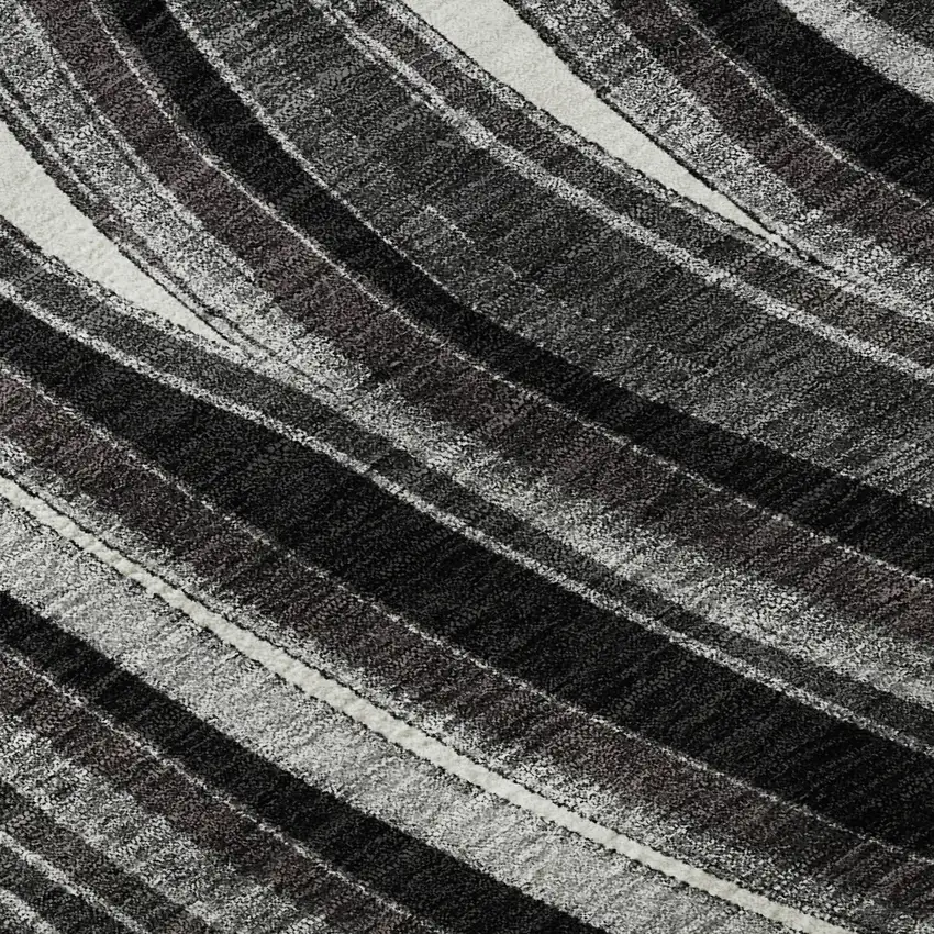 8' Black Gray And White Marble Washable Round Rug With UV Protection Photo 9