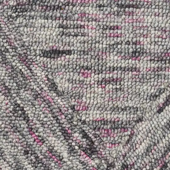 8' Black Gray and Ivory Wool Geometric Runner Rug Photo 7