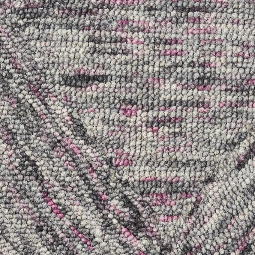 8' Black Gray and Ivory Wool Geometric Runner Rug Photo 7