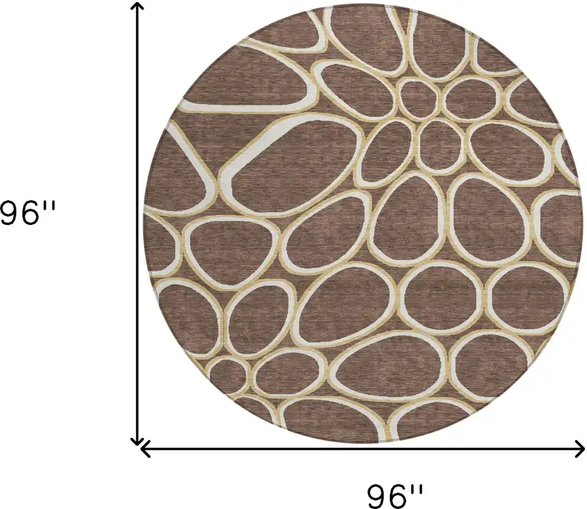 8' Black Ivory And Beige Round Abstract Washable Indoor Outdoor Area Rug Photo 3