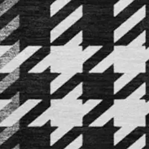 Photo of 8' Black Ivory And Gold Plaid Washable Round Rug With UV Protection