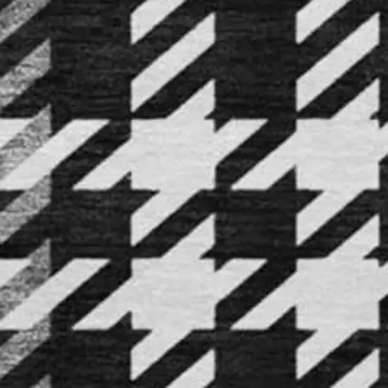 8' Black Ivory And Gold Plaid Washable Round Rug With UV Protection Photo 2