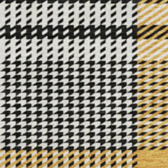 8' Black Ivory And Gold Plaid Washable Round Rug With UV Protection Photo 2