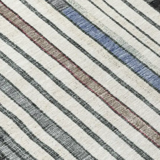 8' Black Ivory And Gold Round Geometric Washable Indoor Outdoor Area Rug Photo 9