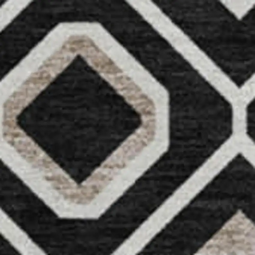 8' Black Ivory And Gold Southwestern Washable Round Rug With UV Protection Photo 2