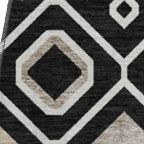 8' Black Ivory And Gold Southwestern Washable Round Rug With UV Protection Photo 3