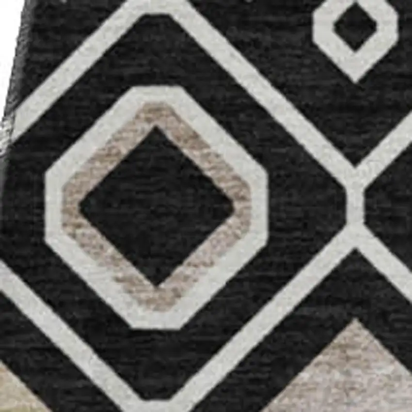 8' Black Ivory And Gold Southwestern Washable Round Rug With UV Protection Photo 3