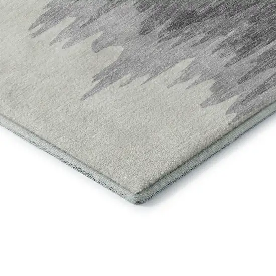 8' Black Ivory And Gray Abstract Washable Round Rug With UV Protection Photo 6