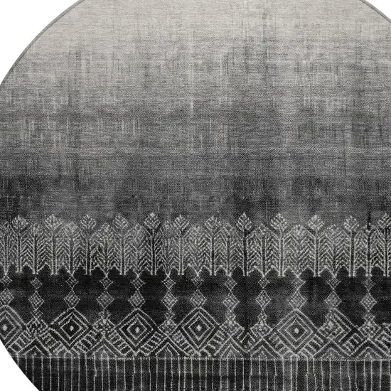 8' Black Ivory And Gray Round Ombre Washable Indoor Outdoor Area Rug Photo 5