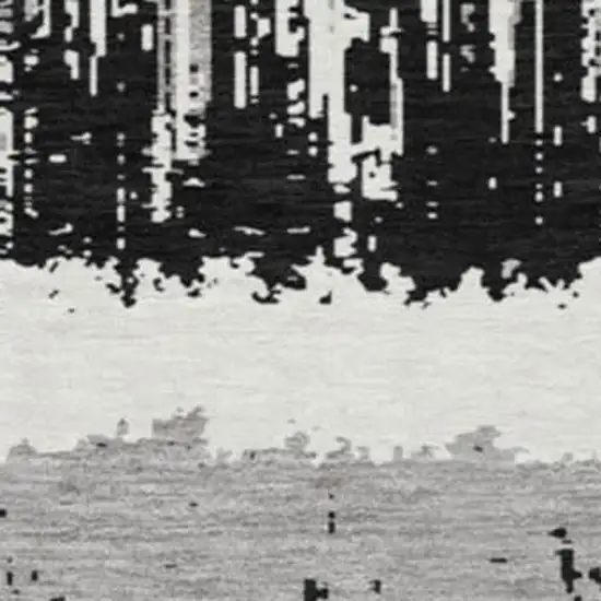 8' Black Ivory And Gray Striped Washable Round Rug With UV Protection Photo 2