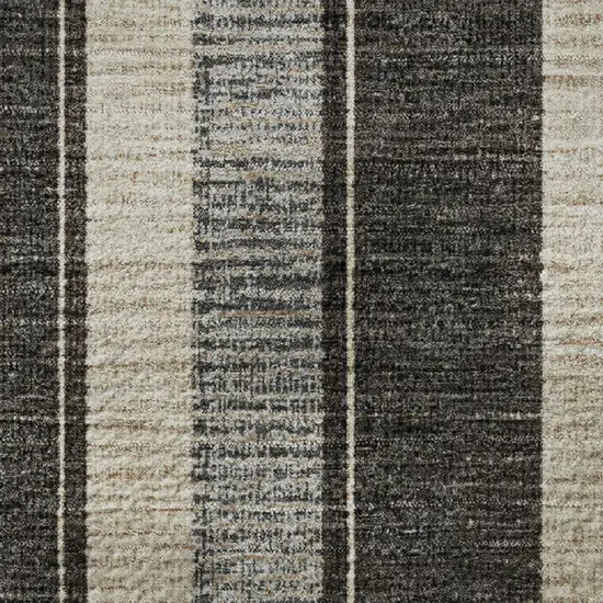 8' Black Ivory And Gray Striped Washable Round Rug With UV Protection Photo 9