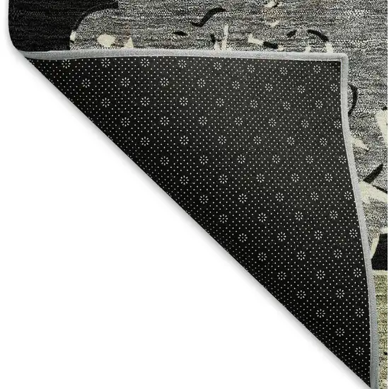 8' Black Ivory And Khaki Round Quatrefoil Washable Indoor Outdoor Area Rug Photo 5