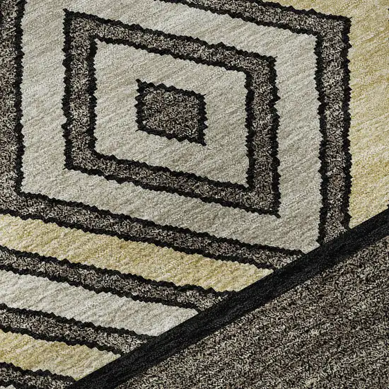 8' Black Ivory And Wheat Southwestern Washable Round Rug With UV Protection Photo 8