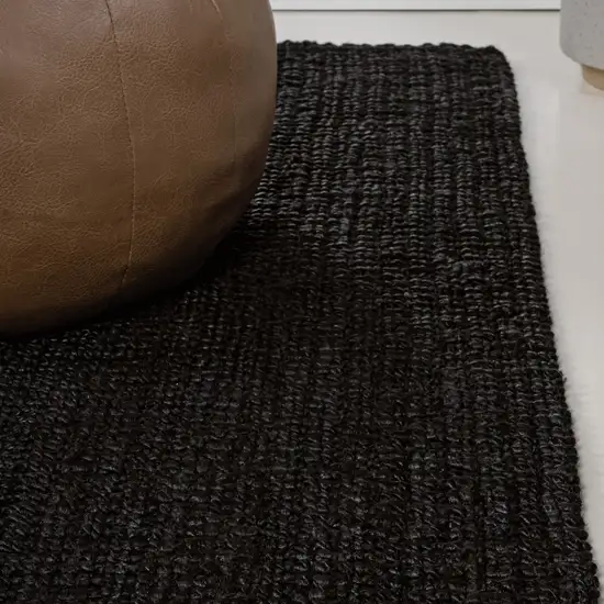 8' Black Jute Handmade Runner Rug Photo 6