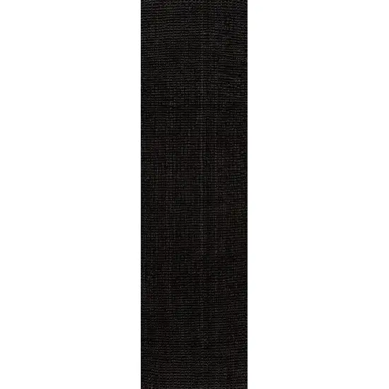 8' Black Jute Handmade Runner Rug Photo 9