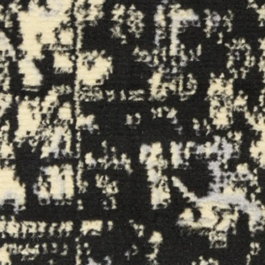 6' Black Medallion Power Loom Runner Rug Photo 7