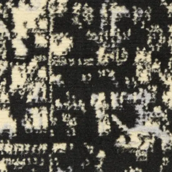 6' Black Medallion Power Loom Runner Rug Photo 7
