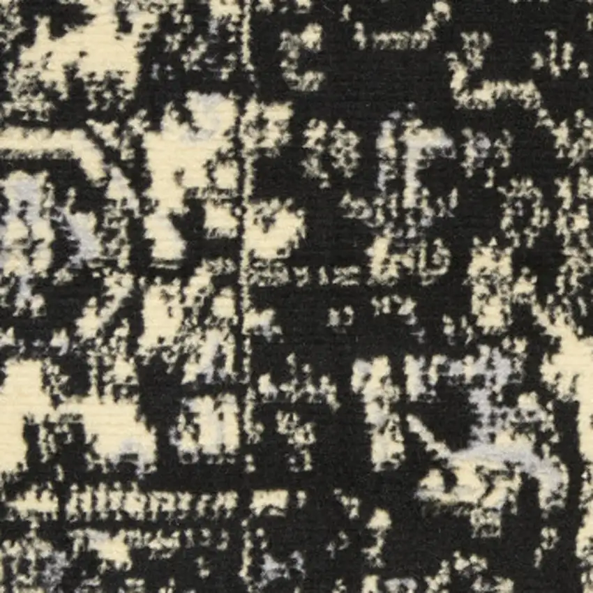 6' Black Medallion Power Loom Runner Rug Photo 8
