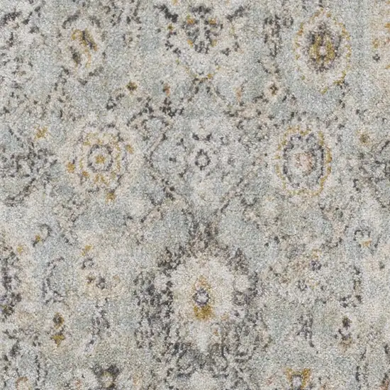 8' Black Mint Green And Ivory Floral Distressed Runner Rug Photo 3