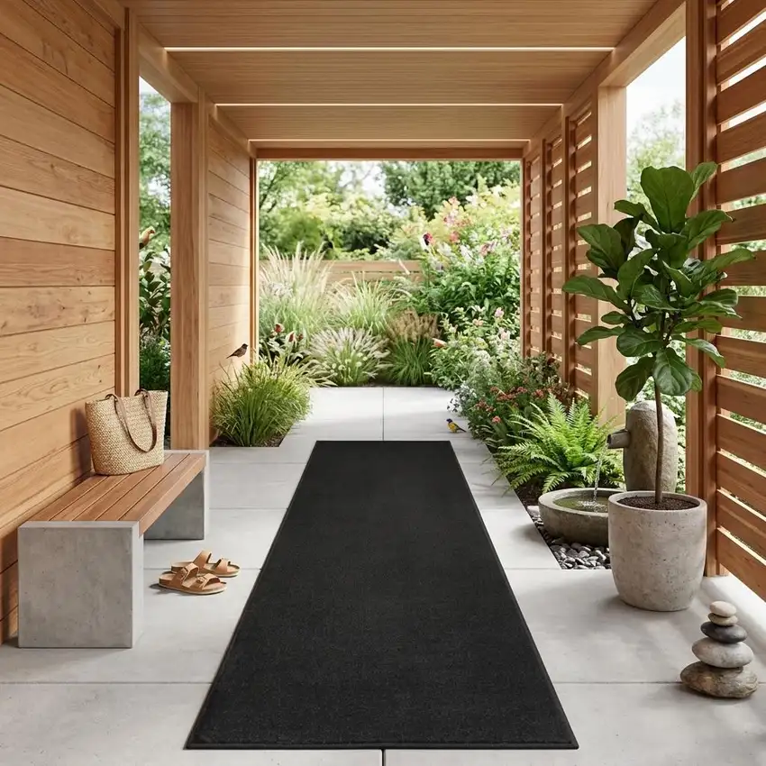10' Black Indoor Outdoor Runner Rug Photo 1