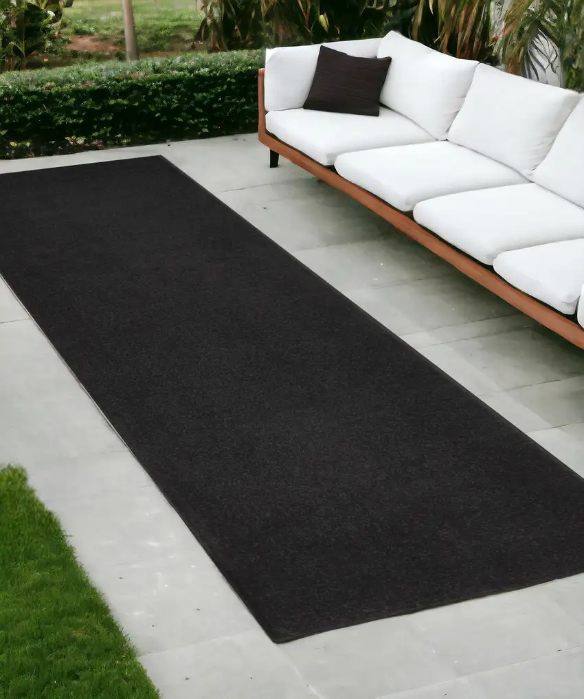 10' Black Non Skid Indoor Outdoor Runner Rug Photo 2