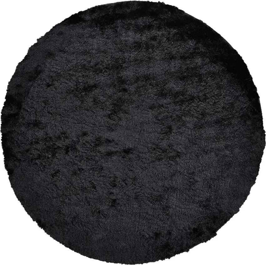 8' Black Round Shag Tufted Handmade Area Rug Photo 1