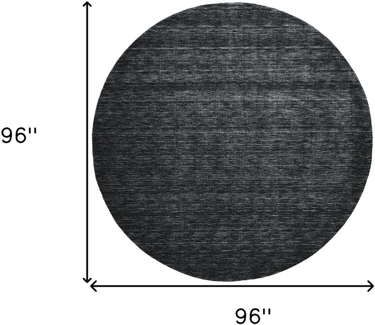 8' Black Round Wool Hand Woven Stain Resistant Area Rug Photo 5