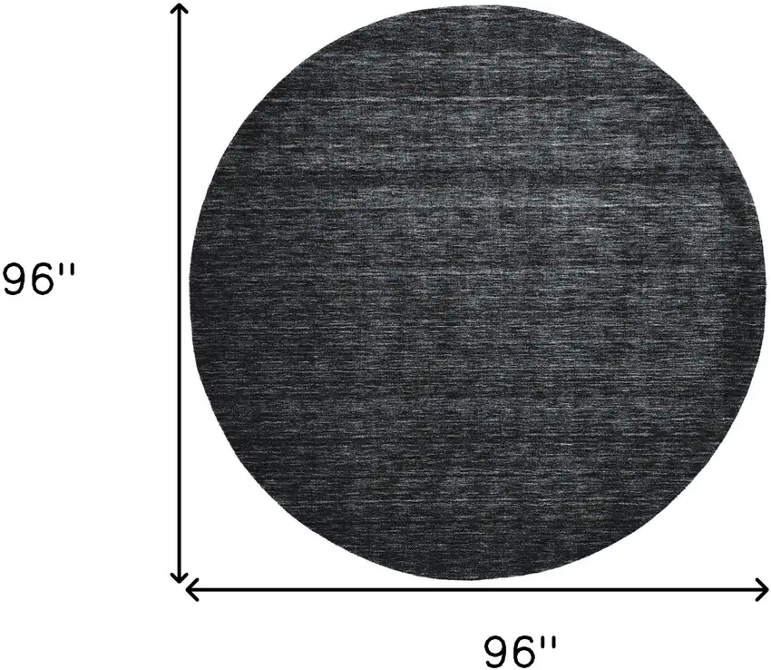 8' Black Round Wool Hand Woven Stain Resistant Area Rug Photo 6