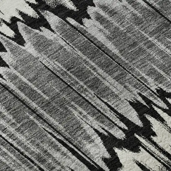 8' Black Silver And Brown Striped Washable Round Rug With UV Protection Photo 9